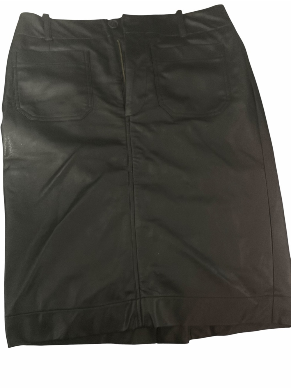 Anthropologie Black Faux Leather Pencil Skirt